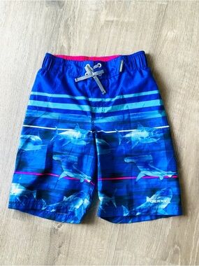 Gerry Shark-Print Swim Shorts Boys Small 7/8